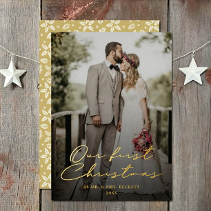 私たちの初めてのクリスマスはMr.ミセス・フォト実在ー 箔シーズンカード