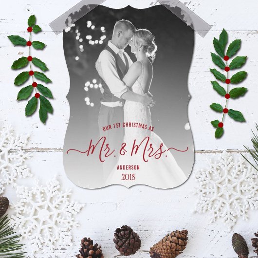 私たちの初めてのクリスマスはMr.ミセス・フォト・ホリデイ シーズンカード