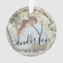 私たちの初めてのクリスマスはMr.ミセス·結婚フォト オーナメント