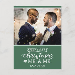私たちの初めてのクリスマスはmr & mr newlyweds シーズンポストカード