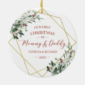 私たちの初めてのクリスマスをママとパパとして セラミックオーナメント (裏面)