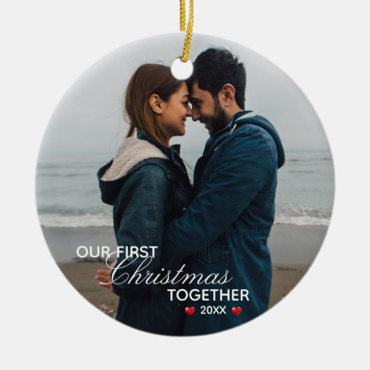 私たちの初めてのクリスマスを一緒に – 写真 – セラミックオーナメント (正面)