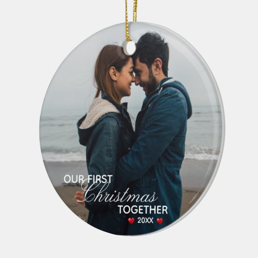 私たちの初めてのクリスマスを一緒に – 写真 – セラミックオーナメント (左)