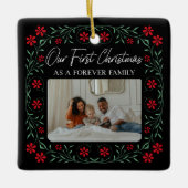 私たちの初めてのクリスマスを永遠の家族として採用 セラミックオーナメント (正面)