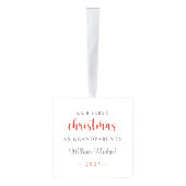 私たちの初めてのクリスマスを祖父母としてベビー写真 キューブオーナメント (右)