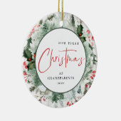 私たちの初めてのクリスマスを祖父母としてリース写真 セラミックオーナメント (右)