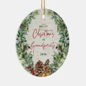 私たちの初めてのクリスマスを祖父母としてリース写真C セラミックオーナメント (右)