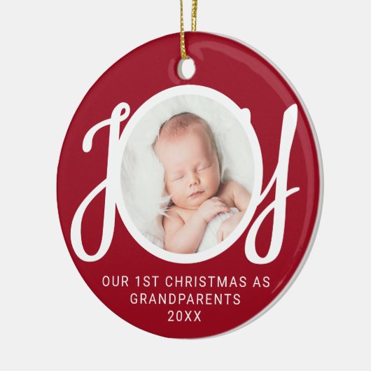私たちの初めてのクリスマスを祖父母として写真の赤 セラミックオーナメント (左)