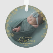 私たちの初めてのクリスマスを祖父母として写真オーナメント オーナメント (裏面)
