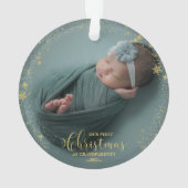 私たちの初めてのクリスマスを祖父母として写真オーナメント オーナメント (裏面)