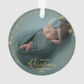 私たちの初めてのクリスマスを祖父母として写真オーナメント オーナメント (裏面)