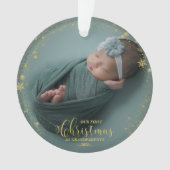 私たちの初めてのクリスマスを祖父母として写真オーナメント オーナメント (正面)