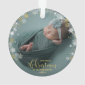 私たちの初めてのクリスマスを祖父母として写真オーナメント オーナメント (裏面)