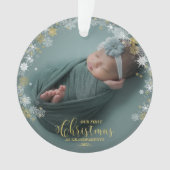 私たちの初めてのクリスマスを祖父母として写真オーナメント オーナメント (正面)