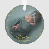 私たちの初めてのクリスマスを祖父母として写真オーナメント オーナメント (裏面)
