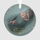 私たちの初めてのクリスマスを祖父母として写真オーナメント オーナメント (裏面)