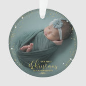 私たちの初めてのクリスマスを祖父母として写真オーナメント オーナメント (正面)