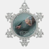 私たちの初めてのクリスマスを祖父母として写真オーナメント スノーフレークピューターオーナメント (正面)