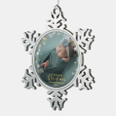 私たちの初めてのクリスマスを祖父母として写真オーナメント スノーフレークピューターオーナメント (右)