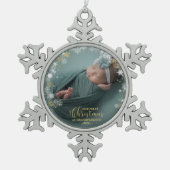 私たちの初めてのクリスマスを祖父母として写真オーナメント スノーフレークピューターオーナメント (正面)