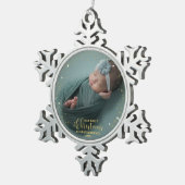 私たちの初めてのクリスマスを祖父母として写真オーナメント スノーフレークピューターオーナメント (右)