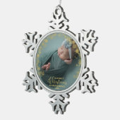 私たちの初めてのクリスマスを祖父母として写真オーナメント スノーフレークピューターオーナメント (右)