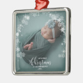 私たちの初めてのクリスマスを祖父母として写真オーナメント メタルオーナメント (左)