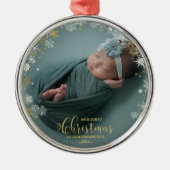 私たちの初めてのクリスマスを祖父母として写真オーナメント メタルオーナメント (正面)