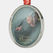 私たちの初めてのクリスマスを祖父母として写真オーナメント メタルオーナメント (左)