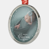 私たちの初めてのクリスマスを祖父母として写真オーナメント メタルオーナメント (左)