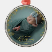 私たちの初めてのクリスマスを祖父母として写真オーナメント メタルオーナメント (正面)