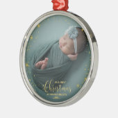 私たちの初めてのクリスマスを祖父母として写真オーナメント メタルオーナメント (左)