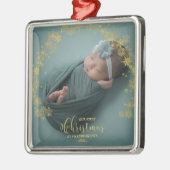 私たちの初めてのクリスマスを祖父母として写真オーナメント メタルオーナメント (左)