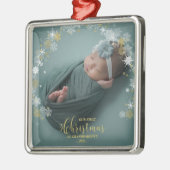 私たちの初めてのクリスマスを祖父母として写真オーナメント メタルオーナメント (左)