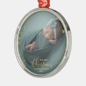 私たちの初めてのクリスマスを祖父母として写真オーナメント メタルオーナメント (左)