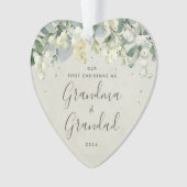 私たちの初めてのクリスマスを祖父母として写真ハート オーナメント (正面)
