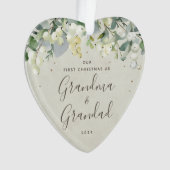 私たちの初めてのクリスマスを祖父母として写真ハート オーナメント (正面)
