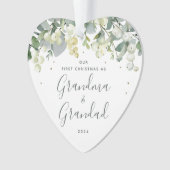 私たちの初めてのクリスマスを祖父母として写真ハート オーナメント (正面)