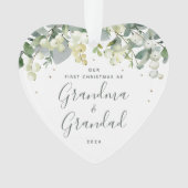 私たちの初めてのクリスマスを祖父母として写真ハート オーナメント (正面)