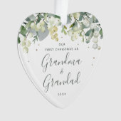 私たちの初めてのクリスマスを祖父母として写真ハート オーナメント (正面)