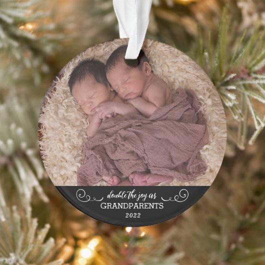 私たちの初めてのクリスマスを祖父母として双子 オーナメント (ツリー)