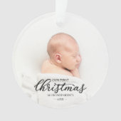 私たちの初めてのクリスマスを祖父母として黒字脚本 オーナメント (正面)