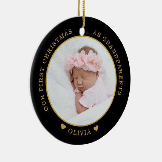 私たちの初めてのクリスマスを祖父母として2写真 セラミックオーナメント (右)
