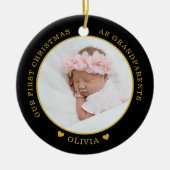 私たちの初めてのクリスマスを祖父母として2写真 セラミックオーナメント (正面)