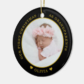 私たちの初めてのクリスマスを祖父母として2写真 セラミックオーナメント (左)