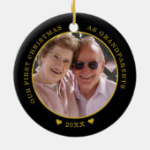 私たちの初めてのクリスマスを祖父母として2写真 セラミックオーナメント (裏面)