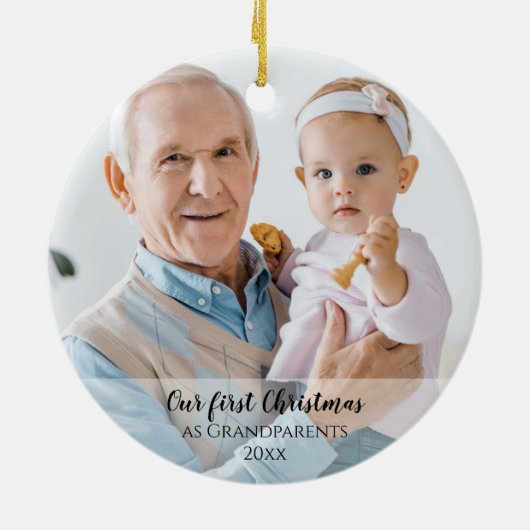私たちの初めてのクリスマスを祖父母として2 Photo Script セラミックオーナメント (裏面)