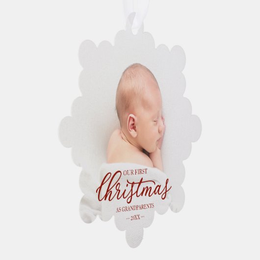 私たちの初めてのクリスマスを祖父母として オーナメントカード (右)