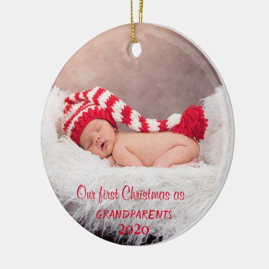 私たちの初めてのクリスマスを祖父母として,写真の休日 セラミックオーナメント (左)