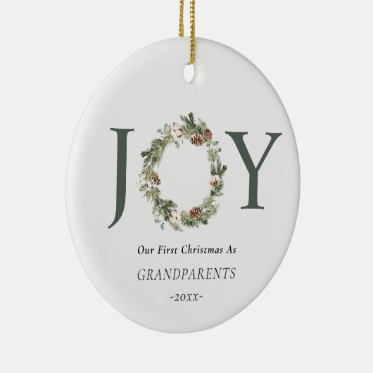 私たちの初めてのクリスマスを祖父母としてJoy写真 セラミックオーナメント (右)
